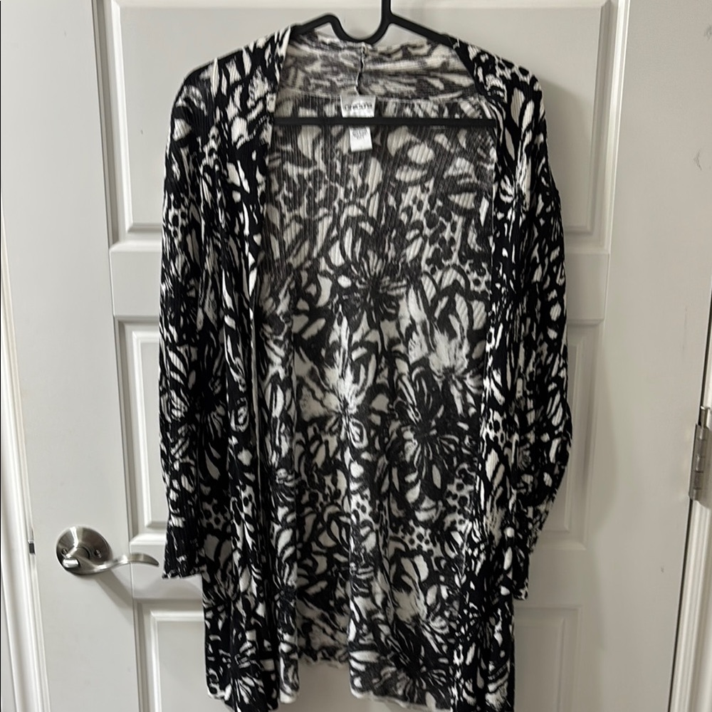 Chico's Black and White Patterned Cardigan